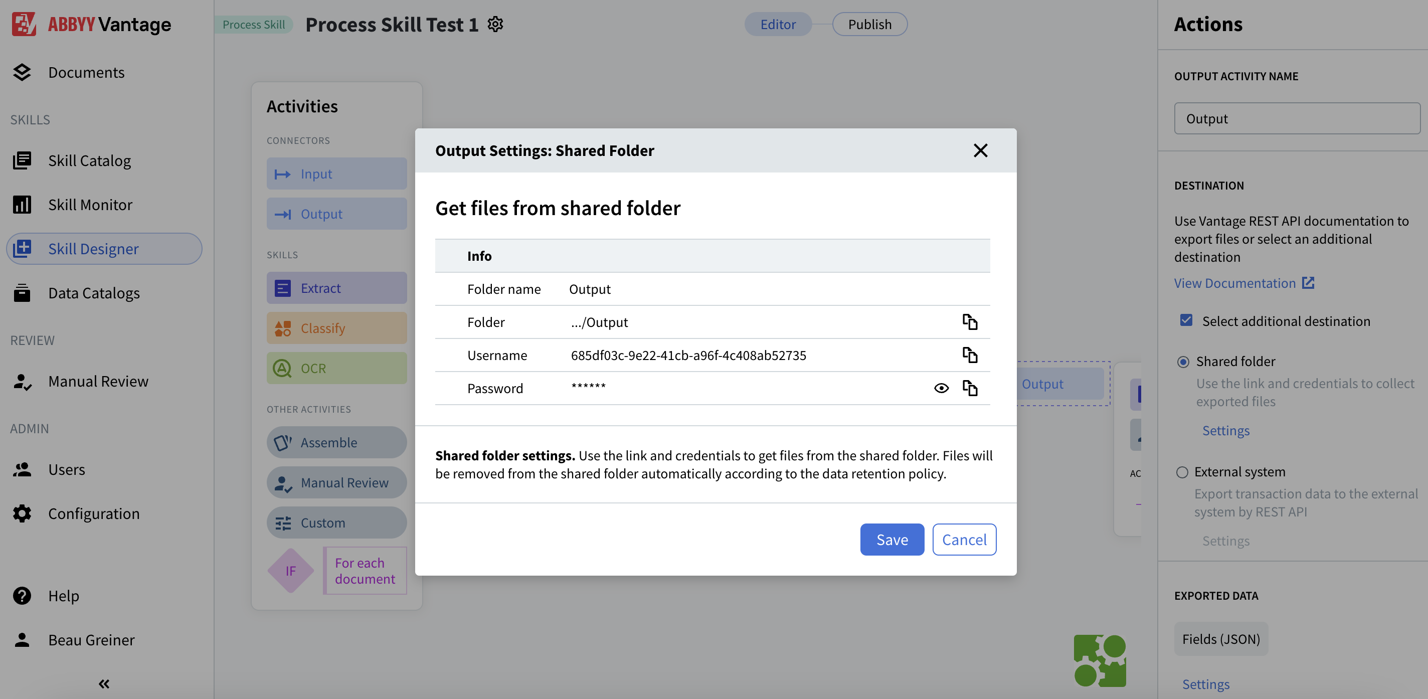 Output Settings Dialog