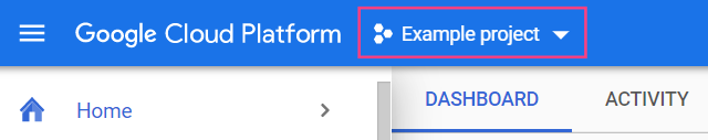 Google Cloud Console project selector dropdown