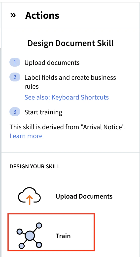 Skill Designer Train button