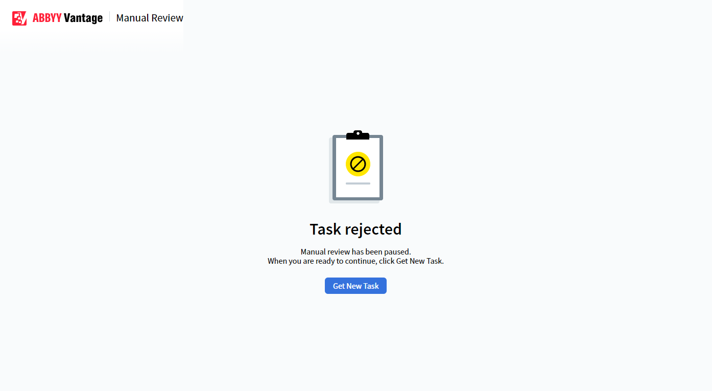 Task Rejected Screen