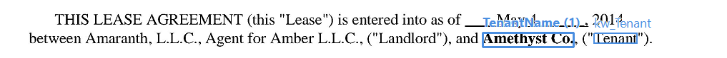 Exemplo mostrando a extração do nome do locatário
