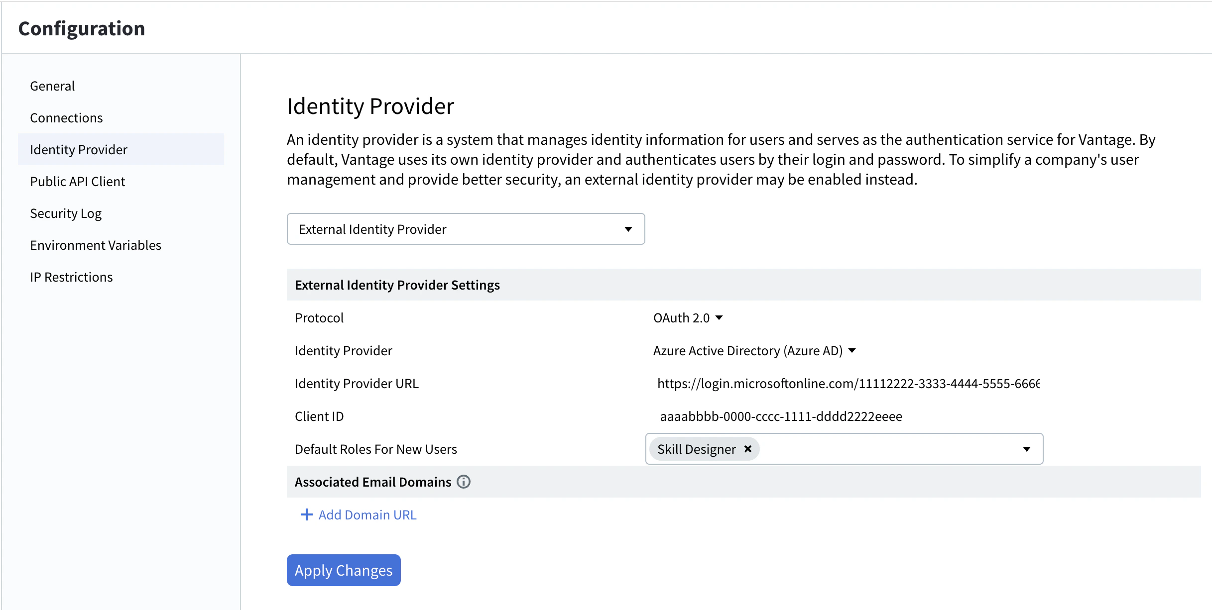 Configurazione di External Identity Provider — OAuth 2.0 con Azure AD