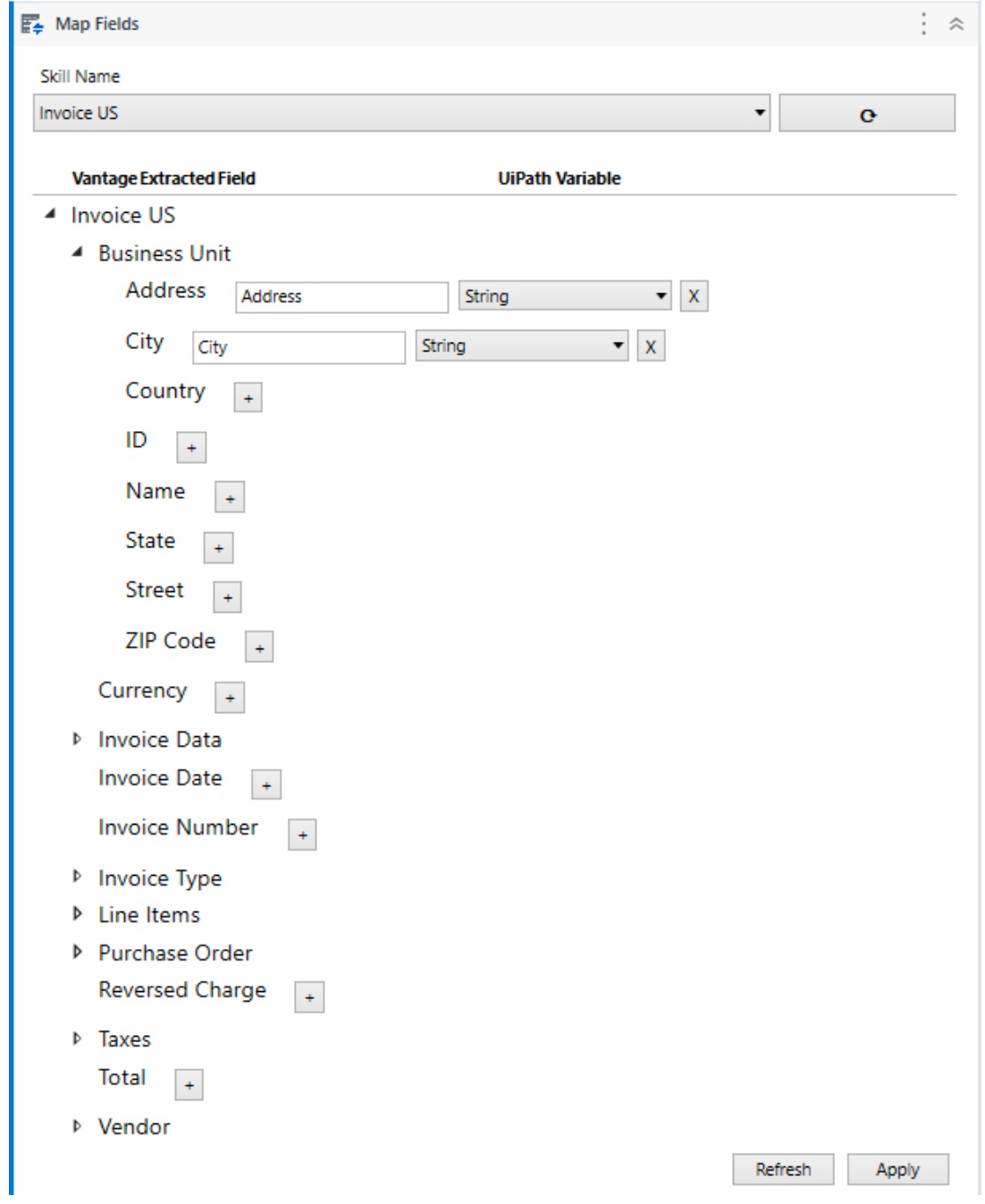 Map Fields activity - ABBYY Documentation