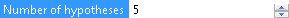 Screenshot of an integer parameter in the Properties pane, where the Number of hypotheses value is edited in a text box with spinner buttons for increasing and decreasing the value.