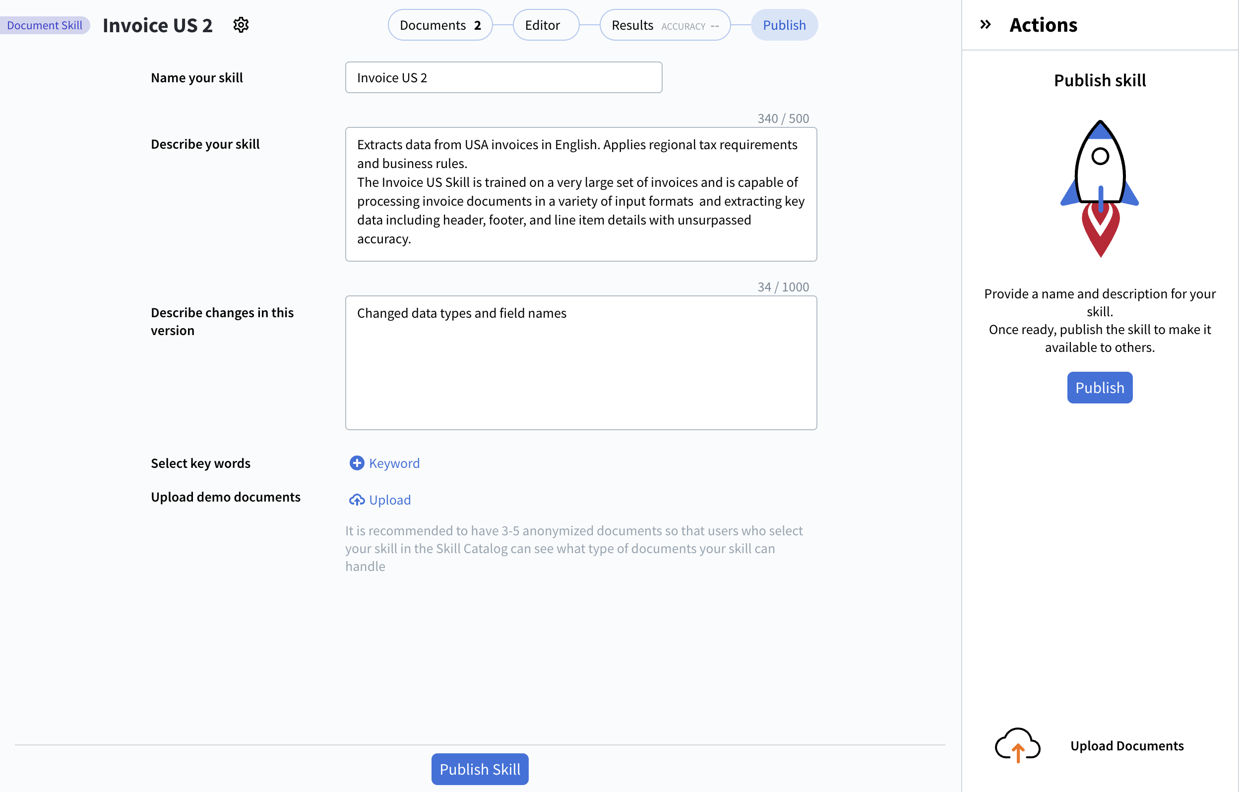 Publish a skill - ABBYY Documentation