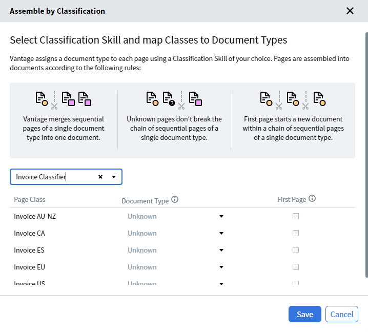 Mappa classi ai tipi di documento