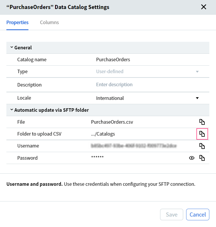 Data Catalog Connection Settings