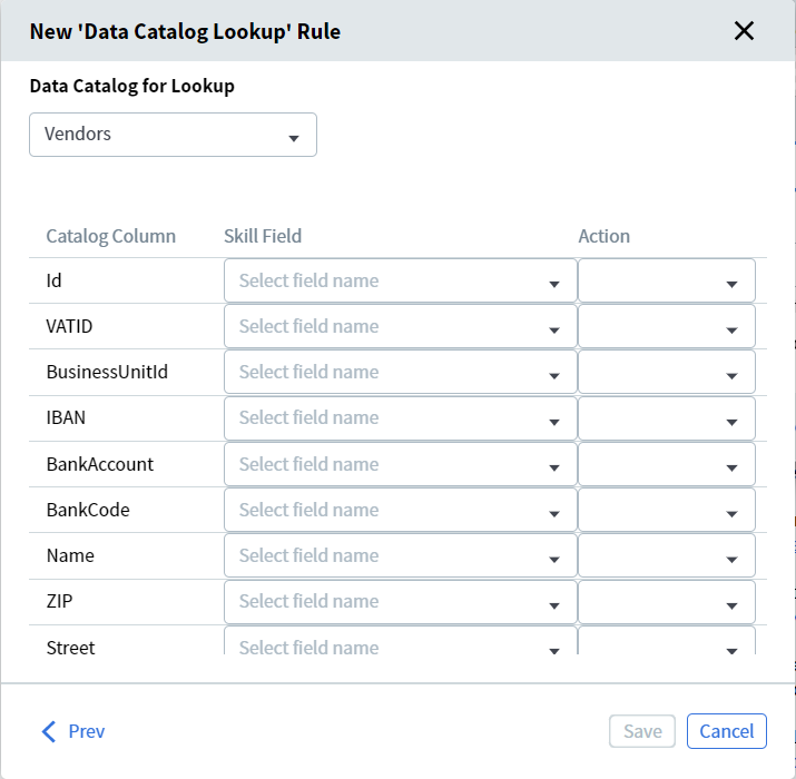 Create data catalog lookup rules - ABBYY Documentation