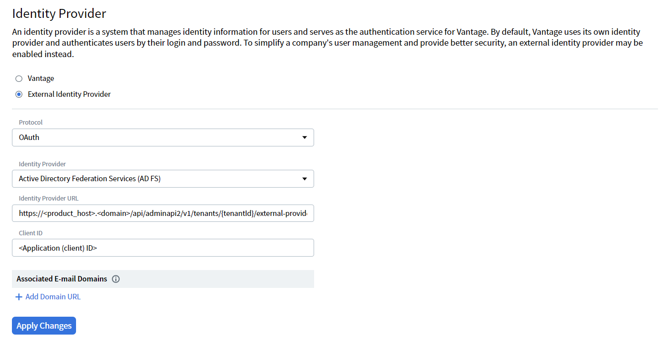 Identity Provider OAuth Configuration
