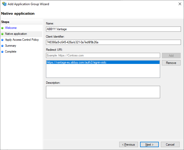 ネイティブ アプリケーションの設定