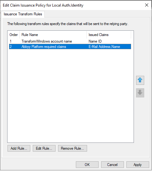 Edit Claim Rules Dialog