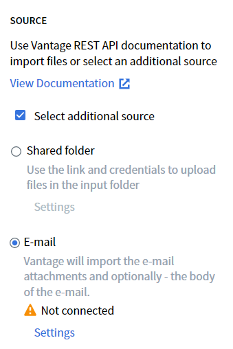 Process Input Email Settings