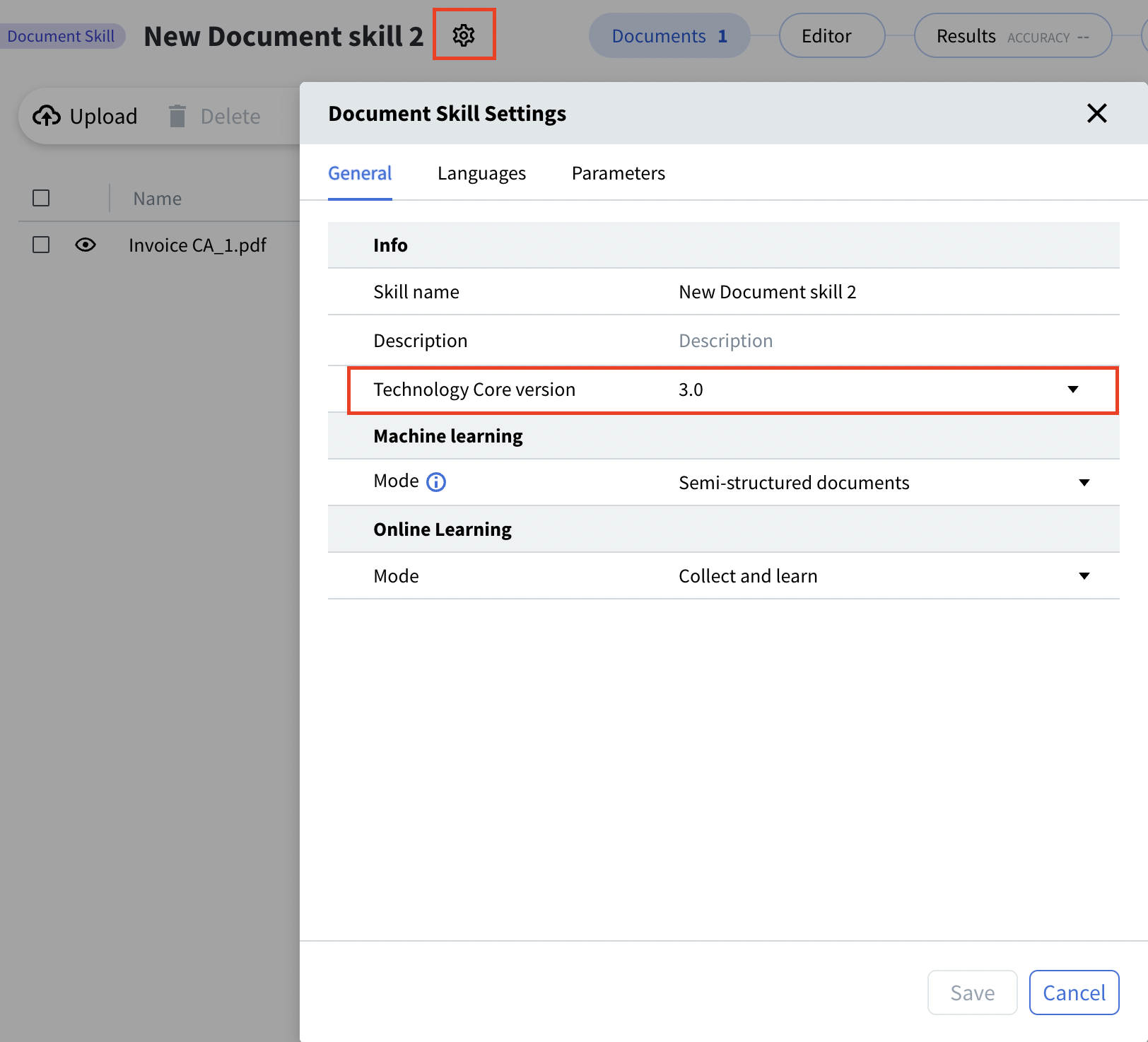 Technology Core Skill Settings