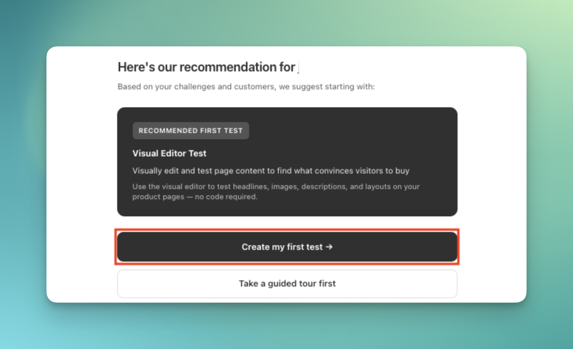 Create guided test