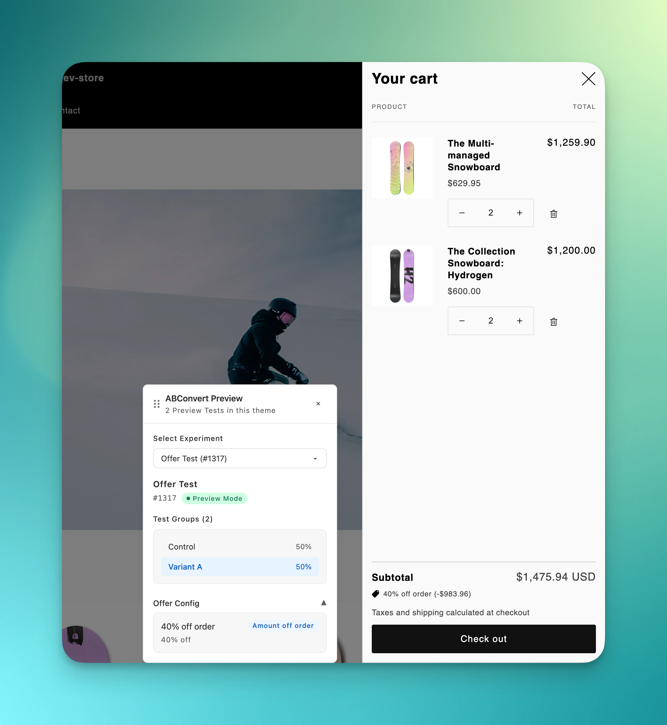 Previewing an offer test on the storefront