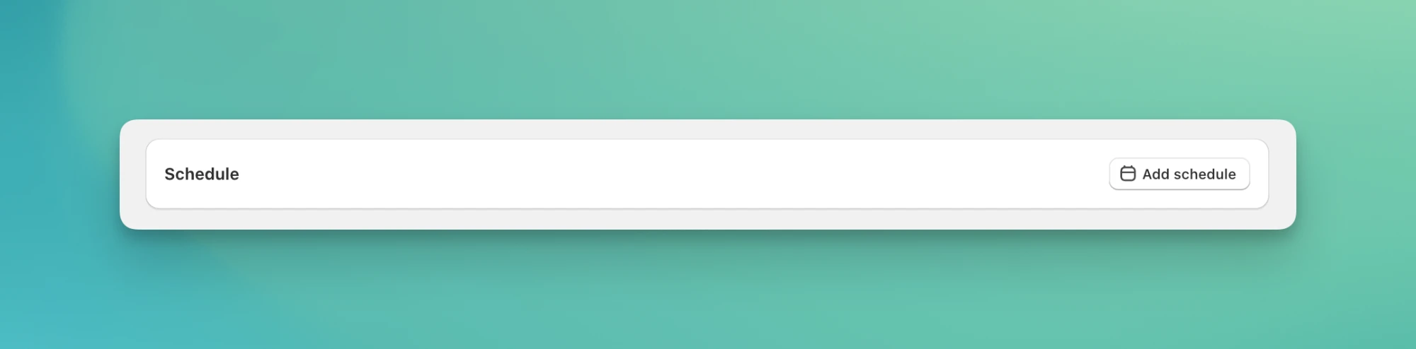 Review step showing a Schedule card with an Add schedule button