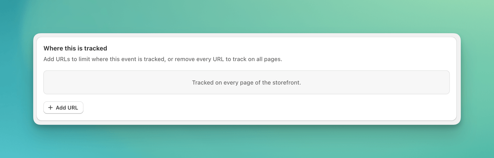 Set up event scope step with an empty optional page scope and Add URL button