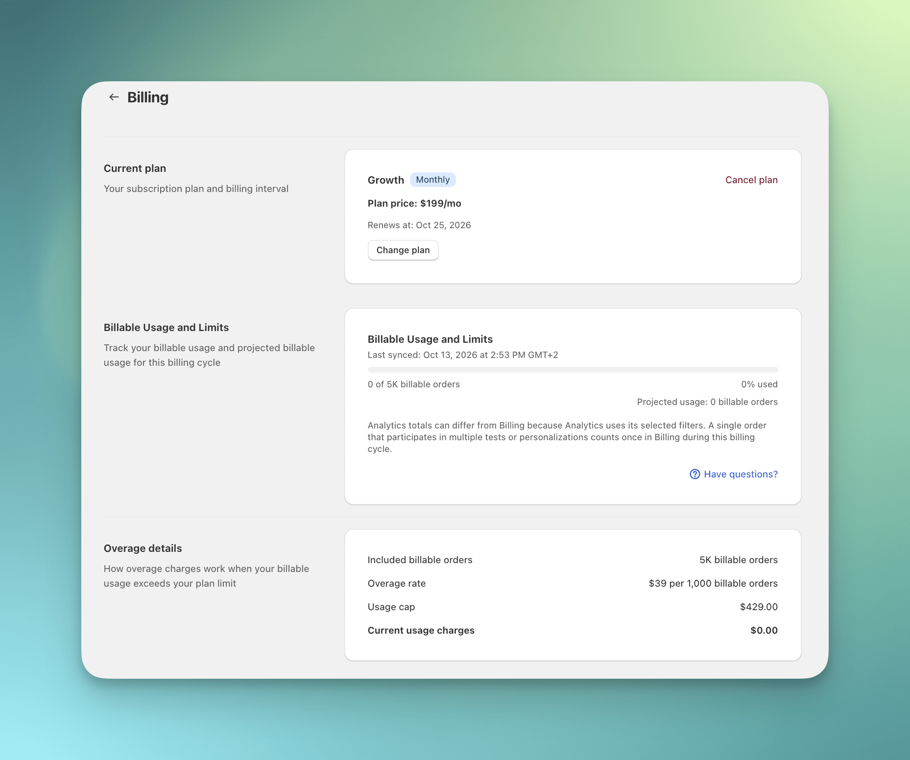Billing Page