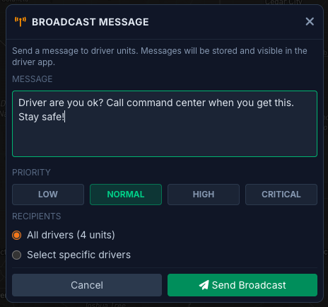 Broadcast Message