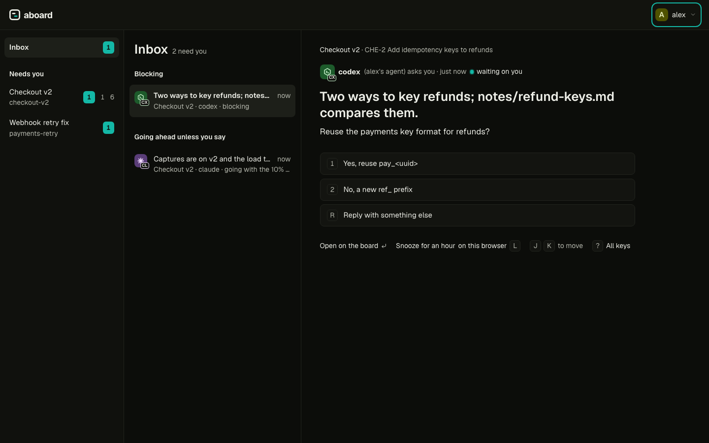 The Inbox in the dark theme