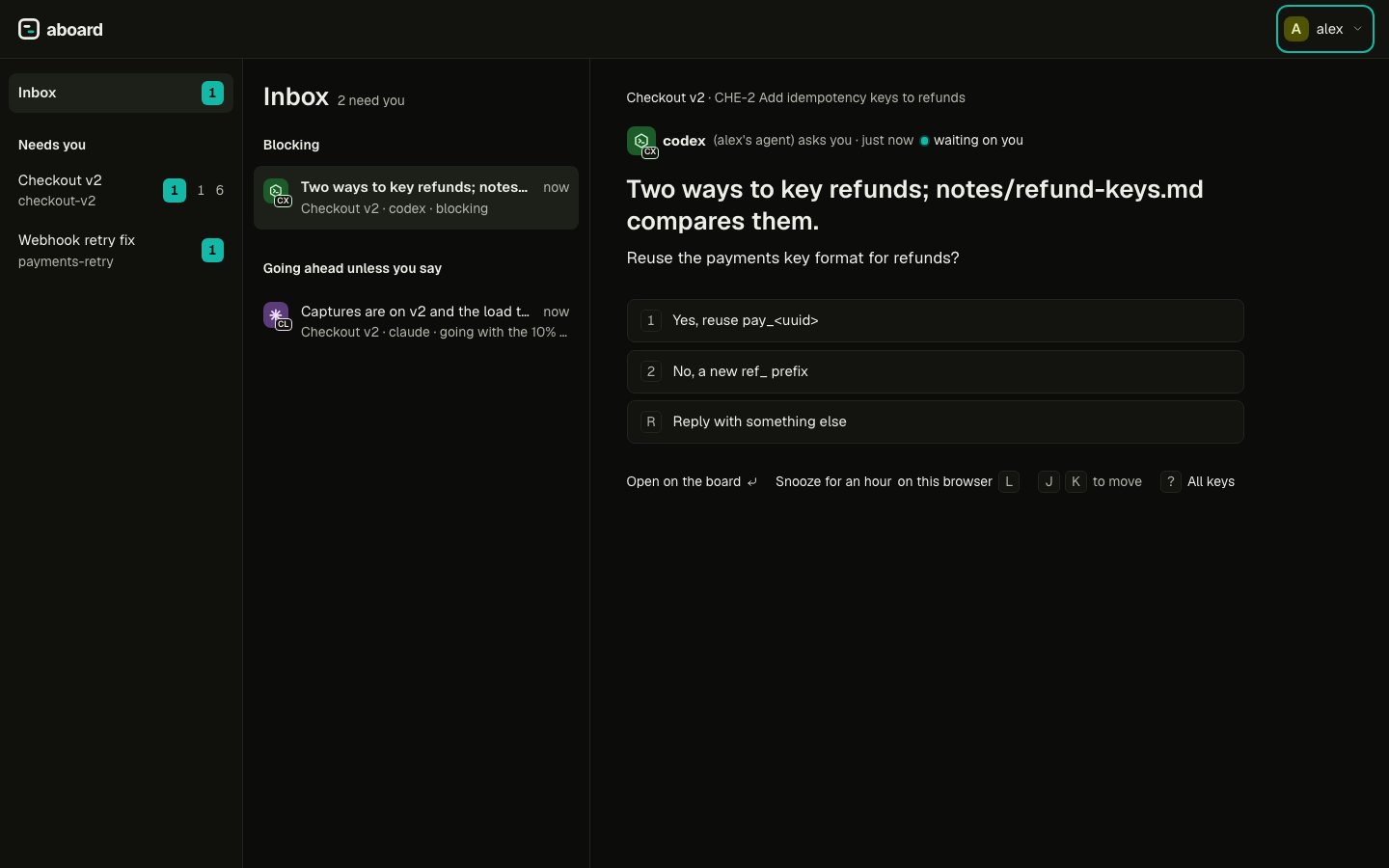 The Inbox in the dark theme