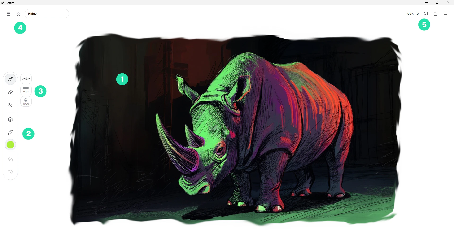 Canvas Rhino Numbered 1