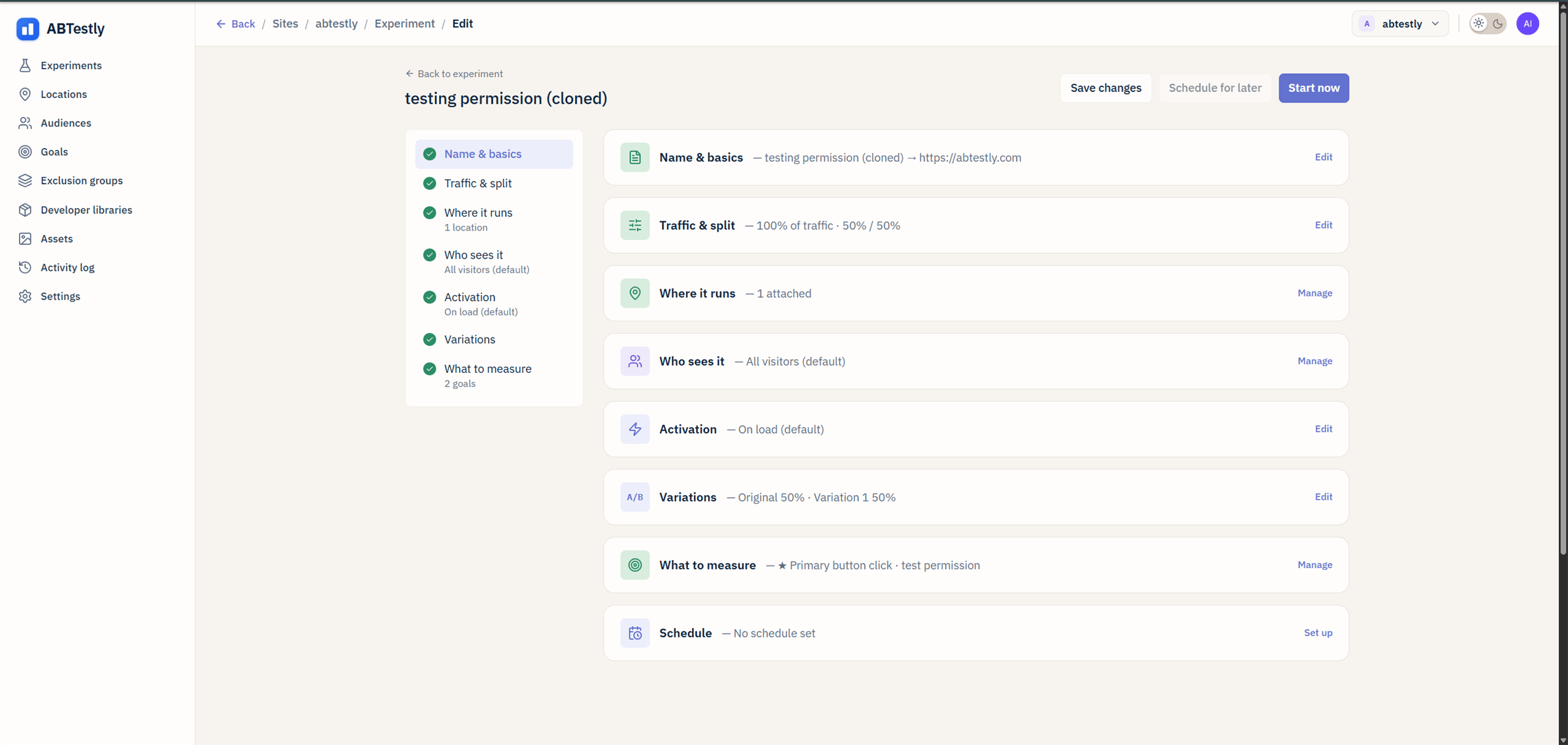 Experiment editor overview