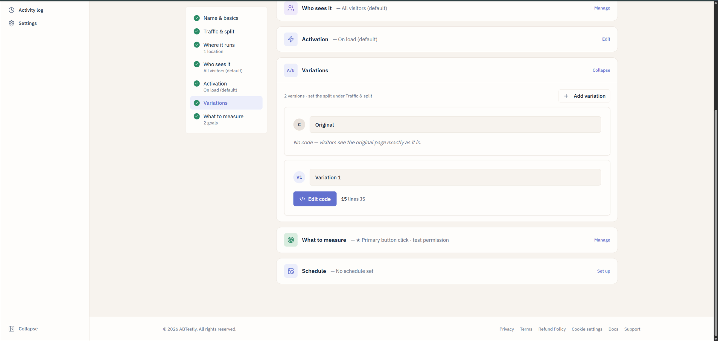 Variation editor