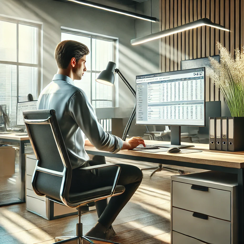 Data entry specialist working at computer