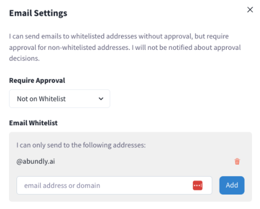 Email whitelist