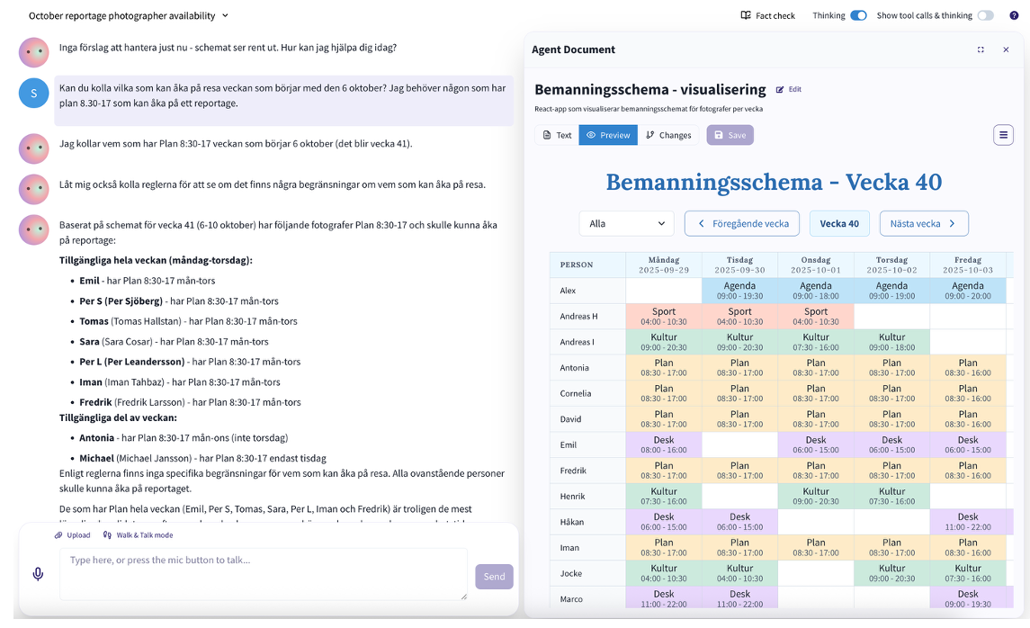 Dynamic app created by an agent