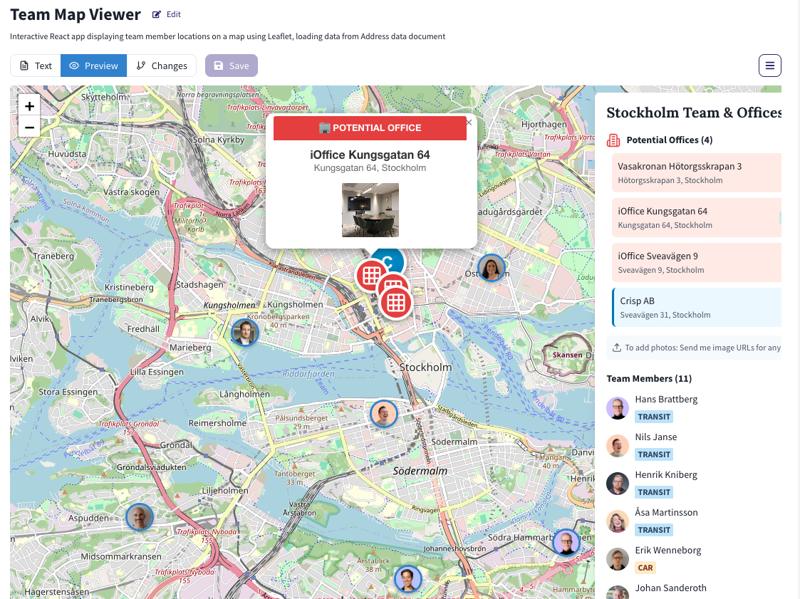 Team map visualization