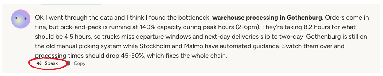 Speak button in chat