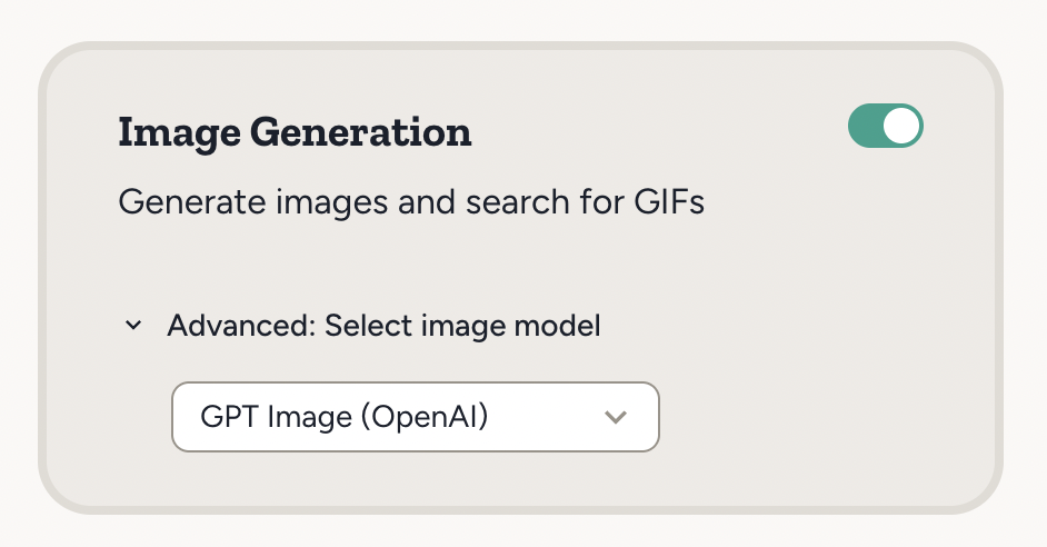 Image generation capability card