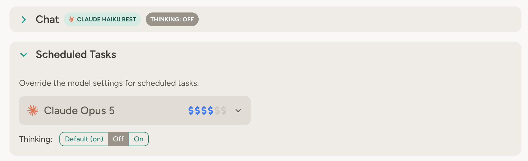 Effort settings shown in model selection controls
