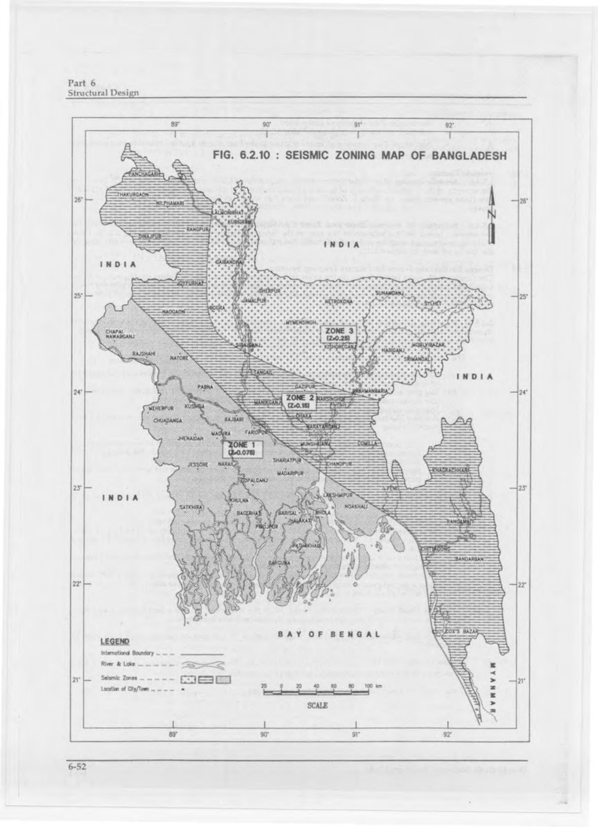 Fig 6.2.10: Seismic Zoning Map of Bangladesh