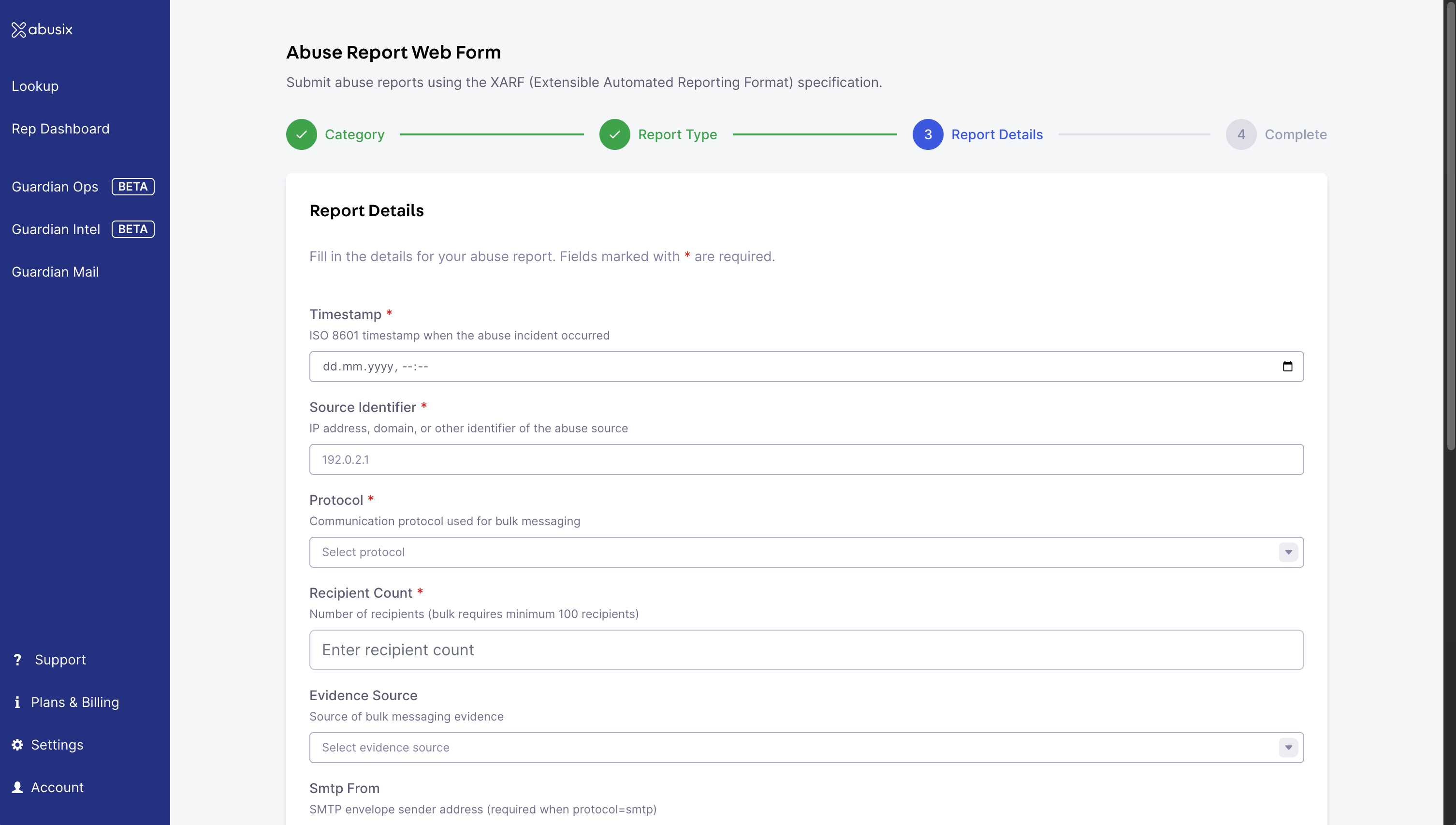 Wizard Step 4: Entering Details