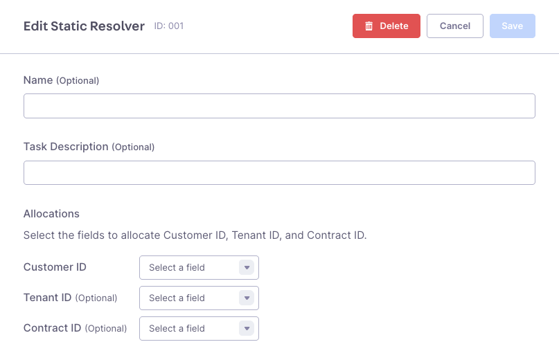 Static Resolver Node configuration