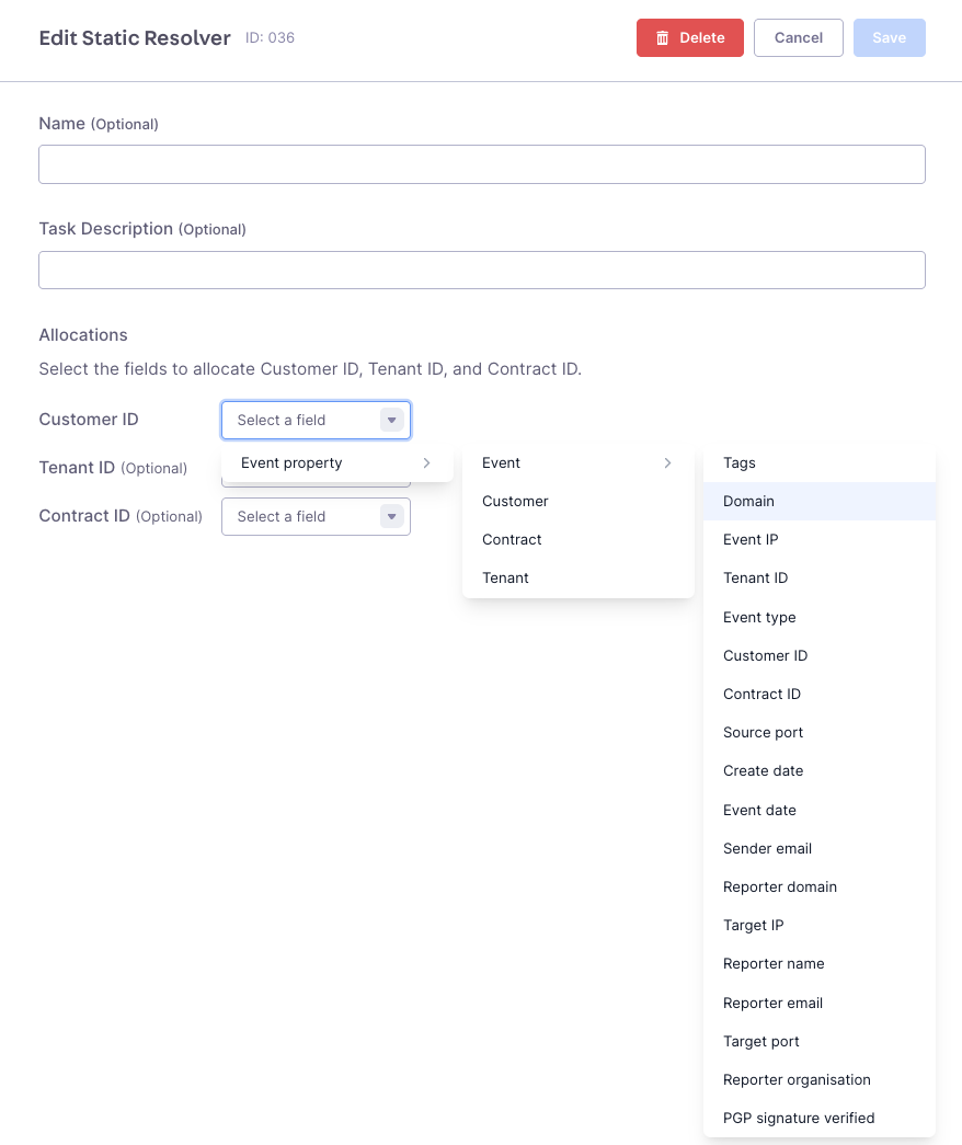 Static Resolver Node configuration