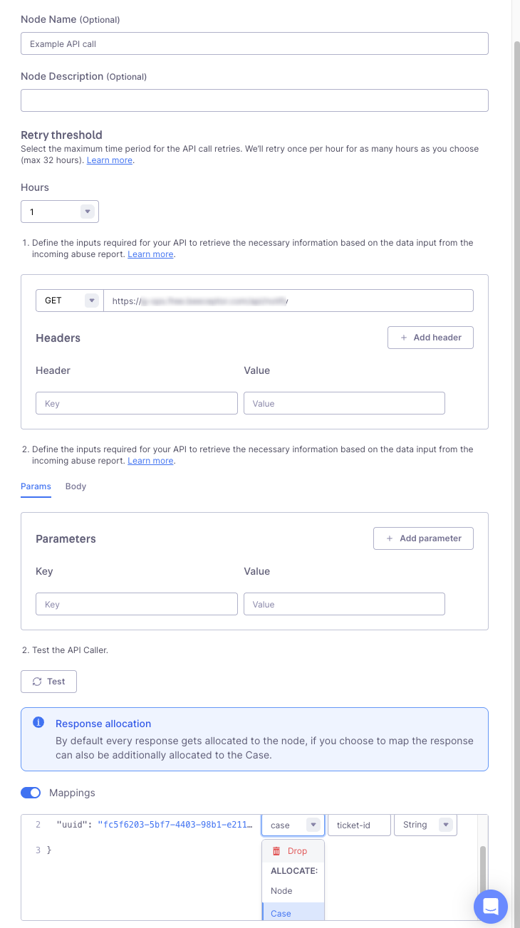 API Caller Node configuration