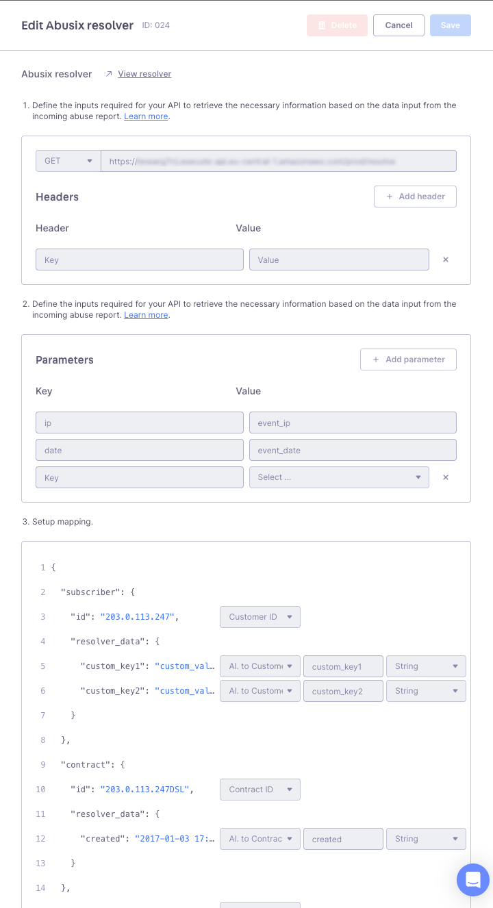 API Resolver Node configuration