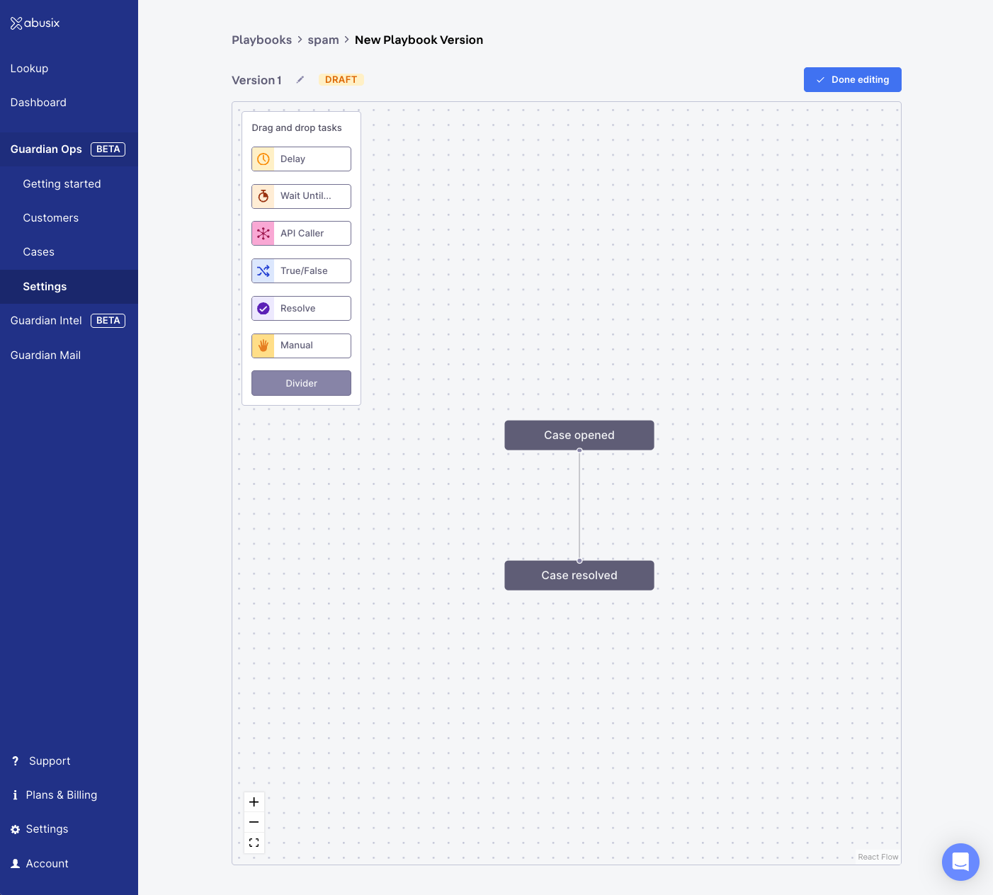 Playbook visual editor interface