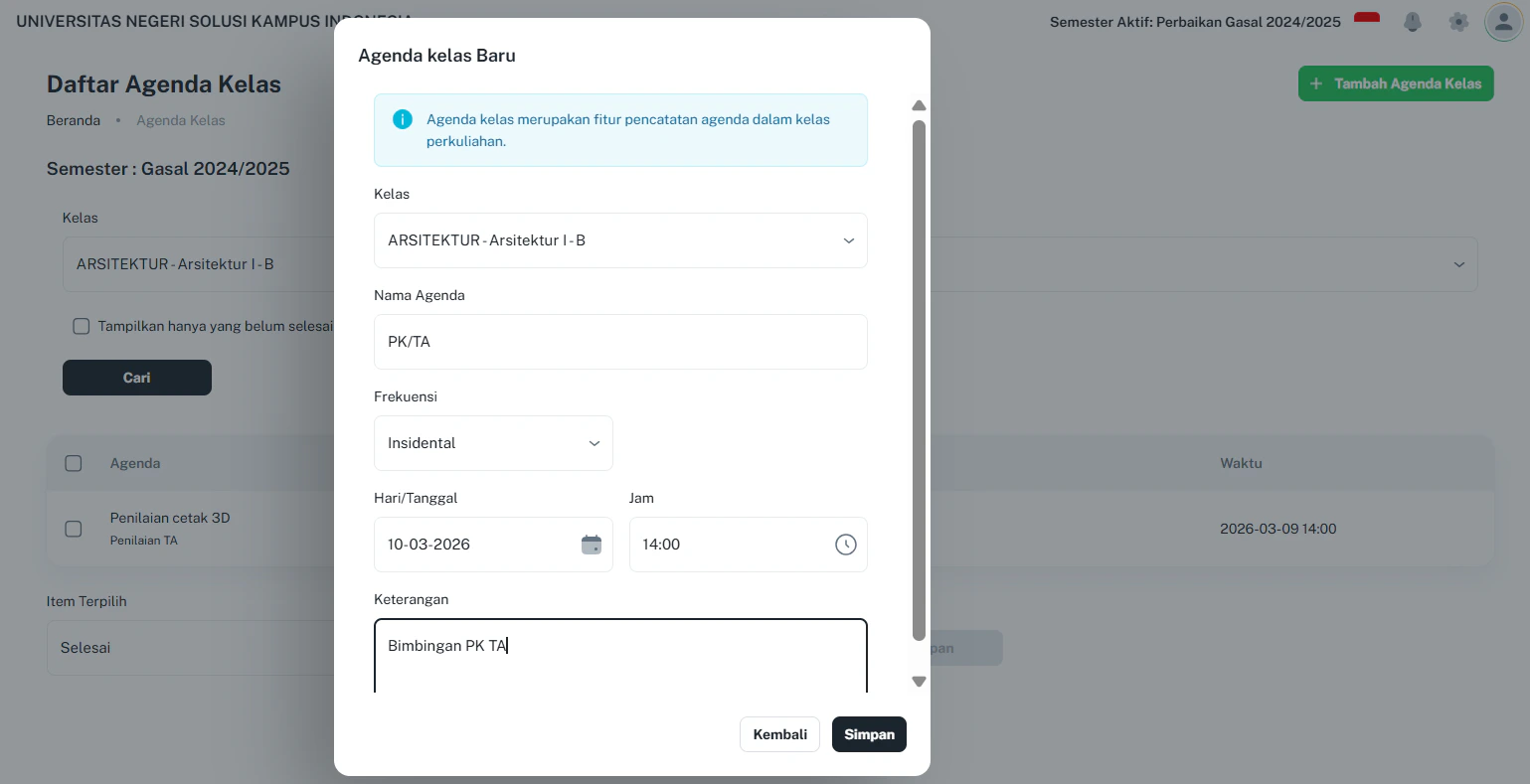 Agendakelas D Isiform
