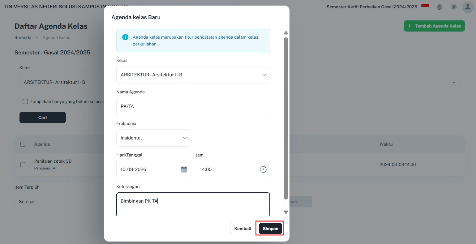 Agendakelas D Simpan Form
