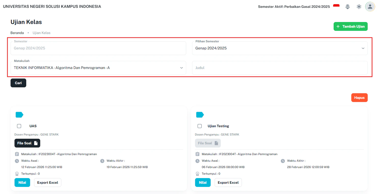 Ujian Kelas D Daftar Filter