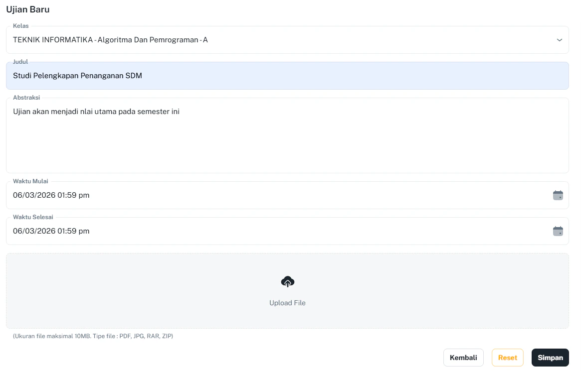 Ujian Kelas D Isian Form
