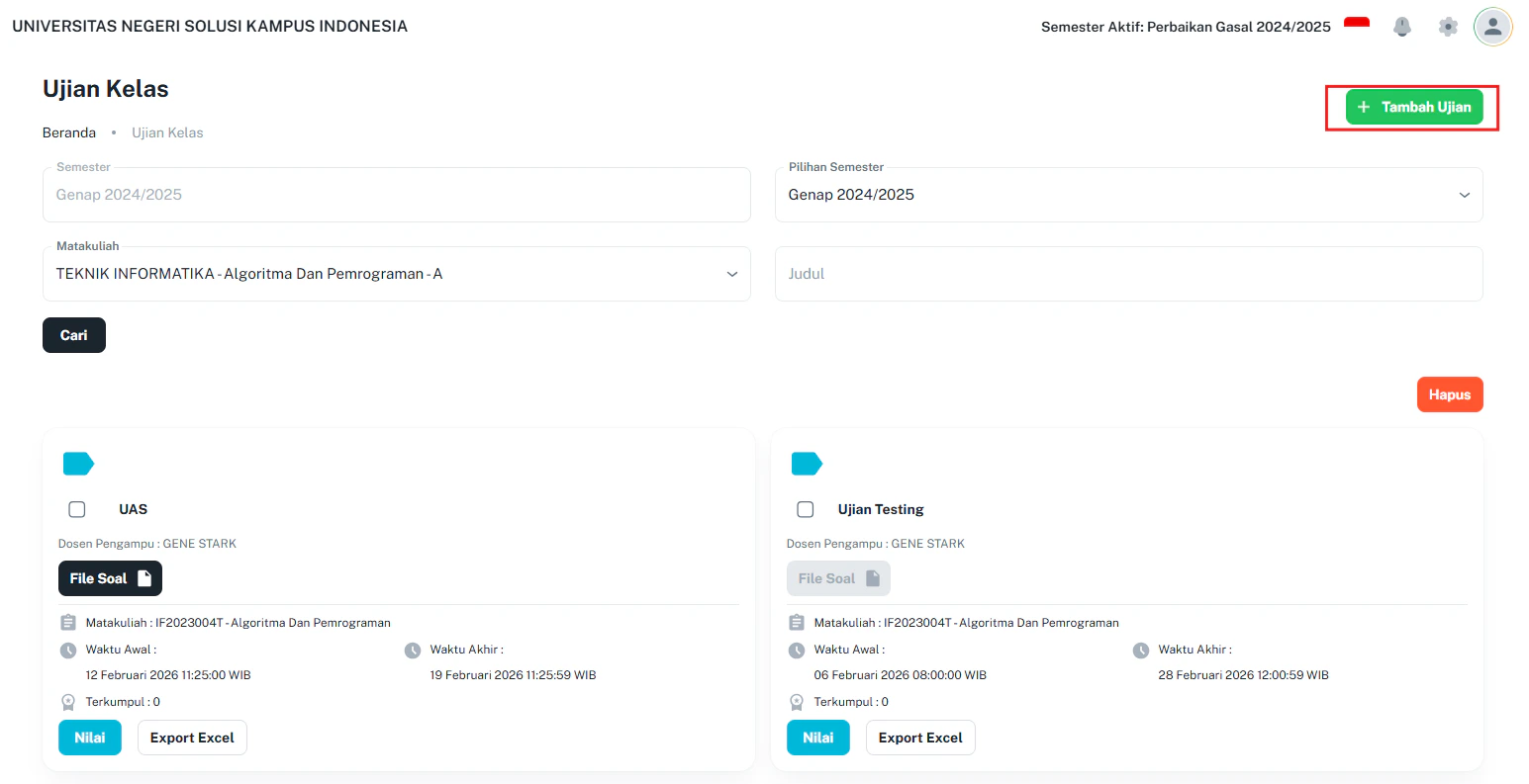 Ujian Kelas D Tambah Ujian