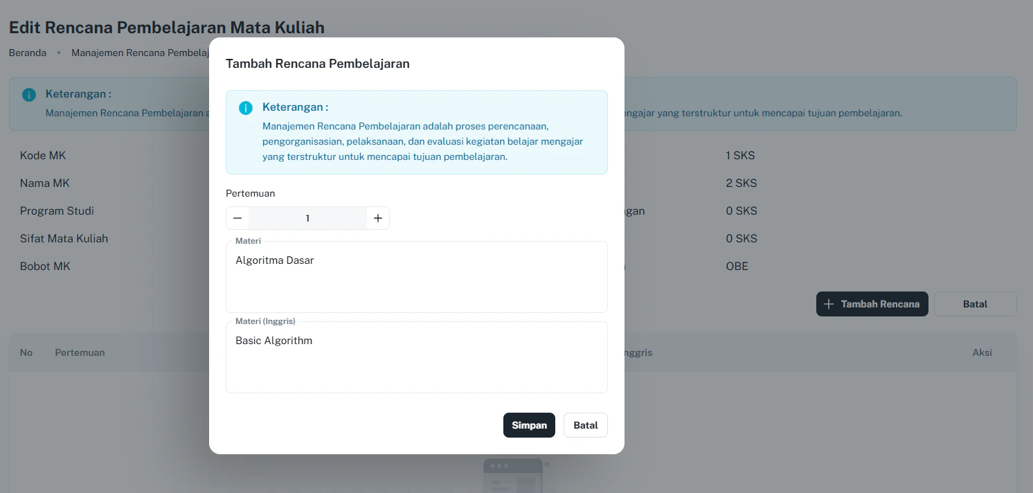 MRP Form Tambah Rencana