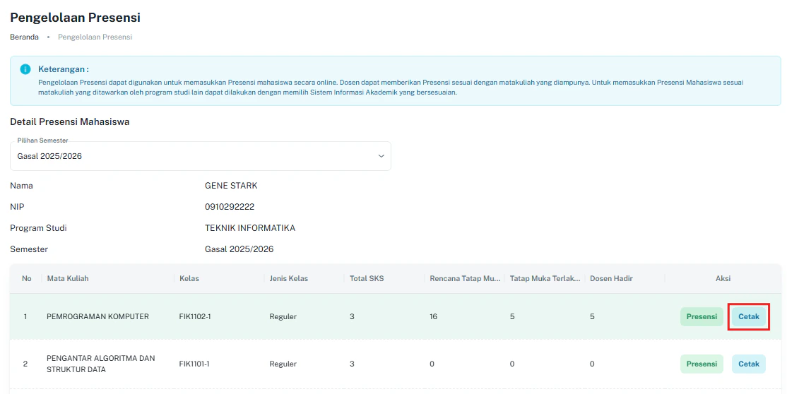 Presensi Cetak Presensi