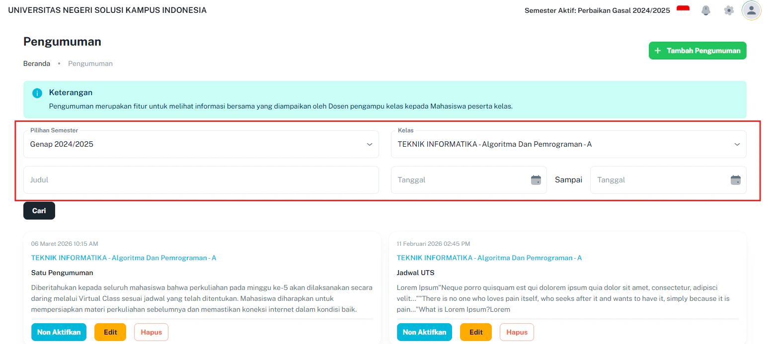 Pengumuman D Daftar Pengumuman